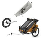 Pack remorque vélo Chariot Sport 1 Natural gold + Assise pour nouveau-né Infant Sling + Kit jogging