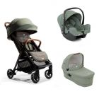 Poussette trio Parcel Signature Pine + siège auto i-Snug 2 Laurel + nacelle Ramble XL Laurel