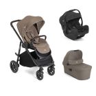 Poussette trio Versatrax + siège auto i-Gemm 3 Raven + nacelle Ramble XL Cashew