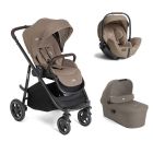 Poussette trio Versatrax + siège auto i-Level Pro Sandstone + nacelle Ramble XL Cashew