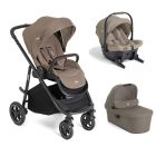 Poussette trio Versatrax + siège auto Sprint Sandstone + nacelle Ramble XL Cashew