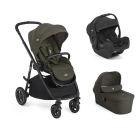 Poussette trio Versatrax + siège auto i-Gemm 3 Raven + nacelle Ramble XL Fern