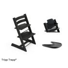 Pack chaise haute Tripp Trapp chêne + baby set + tablette Noir