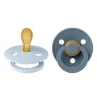Pack de 2 sucettes Colour Caoutchouc symétrique 0-6 mois Baby Blue et Petrol