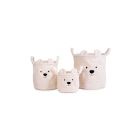 Lot de 3 paniers de rangement Teddy Écru