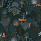 Papier peint M.Fox / Motif forêt et renard (50cm x 10m)