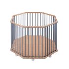 Parc octogonal bébé en bois Basile Hybride bleu gris