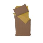 Parure housse de couette + taie d'oreiller 75x120 / 35x45 cm Moutarde / Brun