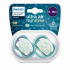 Lot de 2 Sucettes Ultra Air Nuit 6-18 mois Phosphorescent SCF376/07