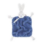 Doudou plat plume bleu océan 25 cm