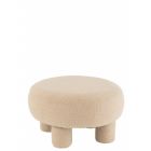 Pouf rond avec pieds Teddy Bouclé beige