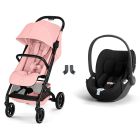 Poussette duo Beezy 4 compacte Candy Pink avec siège auto Cloud T i-Size