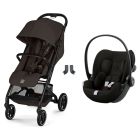 Poussette duo Beezy 4 compacte Chocolate Brown avec siège auto Cloud G i-Size