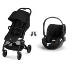 Poussette duo Beezy 4 compacte Magic Black avec siège auto Cloud T i-Size