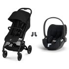 Poussette duo Beezy 4 compacte Magic Black avec siège auto Cloud T i-Size Tissu Plus