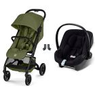 Poussette duo Beezy 4 compacte Moss Green avec siège auto Aton B2 i-Size