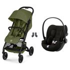 Poussette duo Beezy 4 compacte Moss Green avec siège auto Cloud G i-Size