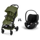 Poussette duo Beezy 4 compacte Moss Green avec siège auto Cloud T i-Size
