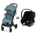 Poussette duo Beezy 4 compacte Stormy Blue avec siège auto Aton B2 i-Size