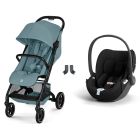 Poussette duo Beezy 4 compacte Stormy Blue avec siège auto Cloud T i-Size