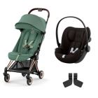 Poussette duo Coya Leaf Green châssis Rosegold + Cloud G i-Size