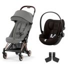Poussette duo Coya Mirage Grey châssis Rosegold + Cloud G i-Size