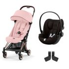 Poussette duo Coya Peach Pink châssis Rosegold + Cloud G i-Size