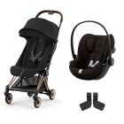 Poussette duo Coya Sepia Black châssis Rosegold + Cloud G i-Size