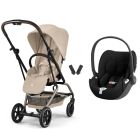 Poussette duo Eezy S Twist+ 2 pivotante Almond Beige avec siège auto Cloud T i-Size