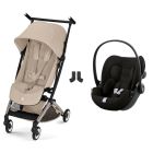 Poussette duo Libelle 5 ultra compacte Almond Beige avec siège auto Cloud G i-Size