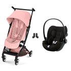 Poussette duo Libelle 5 ultra compacte Candy Pink avec siège auto Cloud G i-Size