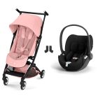 Poussette duo Libelle 5 ultra compacte Candy Pink avec siège auto Cloud T i-Size