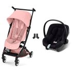 Poussette duo Libelle 5 ultra compacte Candy Pink avec siège auto Aton B2 i-Size