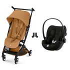 Poussette duo Libelle 5 ultra compacte Cinnamon Yellow avec siège auto Cloud G i-Size