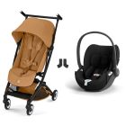 Poussette duo Libelle 5 ultra compacte Cinnamon Yellow avec siège auto Cloud T i-Size