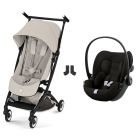 Poussette duo Libelle 5 ultra compacte Dune Grey avec siège auto Cloud G i-Size