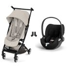 Poussette duo Libelle 5 ultra compacte Dune Grey avec siège auto Cloud T i-Size