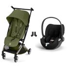 Poussette duo Libelle 5 ultra compacte Moss Green avec siège auto Cloud T i-Size