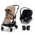 Poussette duo Melio Carbon Almond Beige + Aton B2 i-Size