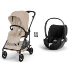 Poussette duo Melio Carbon 6 Almond Beige avec siège auto Cloud T i-Size