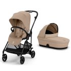 Poussette duo Melio Carbon Almond Beige + Nacelle Melio Cot