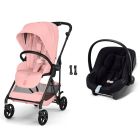 Poussette duo Melio Carbon 6 Candy Pink avec siège auto Aton B2 i-Size