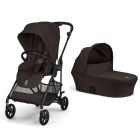 Poussette duo Melio Carbon 6 Chocolate Brown avec nacelle Melio Cot