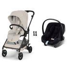 Poussette duo Melio Carbon 6 Dune Grey avec siège auto Aton B2 i-Size