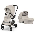 Poussette duo Melio Carbon 6 Dune Grey avec nacelle Melio Cot