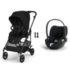 Poussette duo Melio Carbon 6 Magic Black avec siège auto Cloud T i-Size Tissu Plus