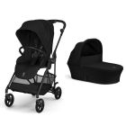 Poussette duo Melio Carbon 6 Magic Black avec nacelle Melio Cot