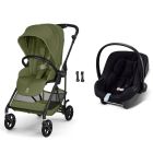 Poussette duo Melio Carbon 6 Moss Green avec siège auto Aton B2 i-Size