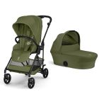 Poussette duo Melio Carbon 6 Moss Green avec nacelle Melio Cot