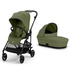 Poussette duo Melio Carbon Moss Green + Nacelle Melio Cot